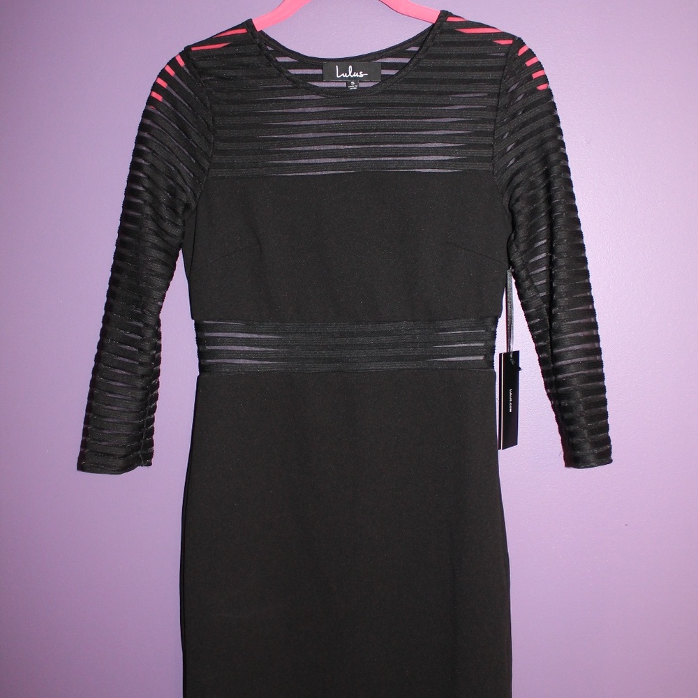 Lulu's Black Sheer Bodycon Dress